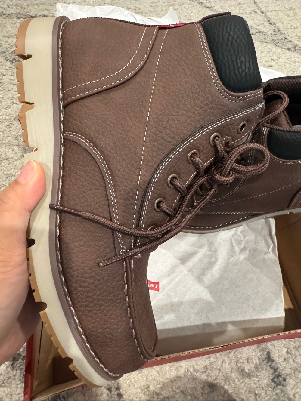 Levi's Men's Brown Moc Toe Lace-Up Boots - size 7 men’s